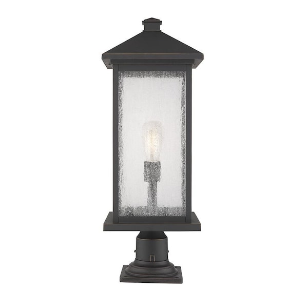 Z-Lite Portland 1 Light Outdoor Pier Mounted Fixture, Oil Rubbed Bronze And Clear Seedy 531PHBXLR-533PM-ORB - main